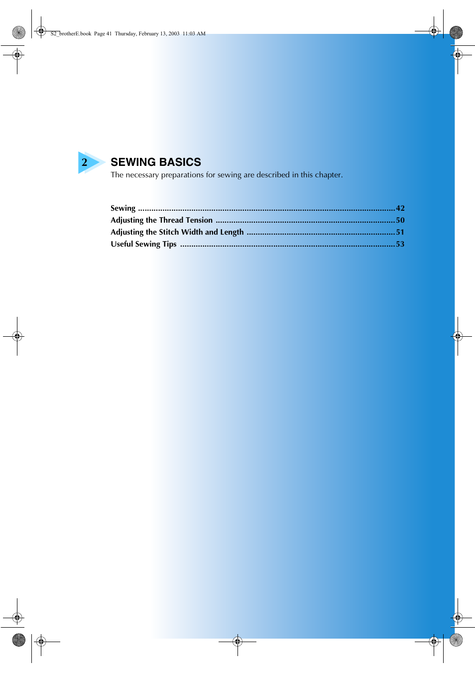 2sewing basics | Brother CS 80 User Manual | Page 47 / 115