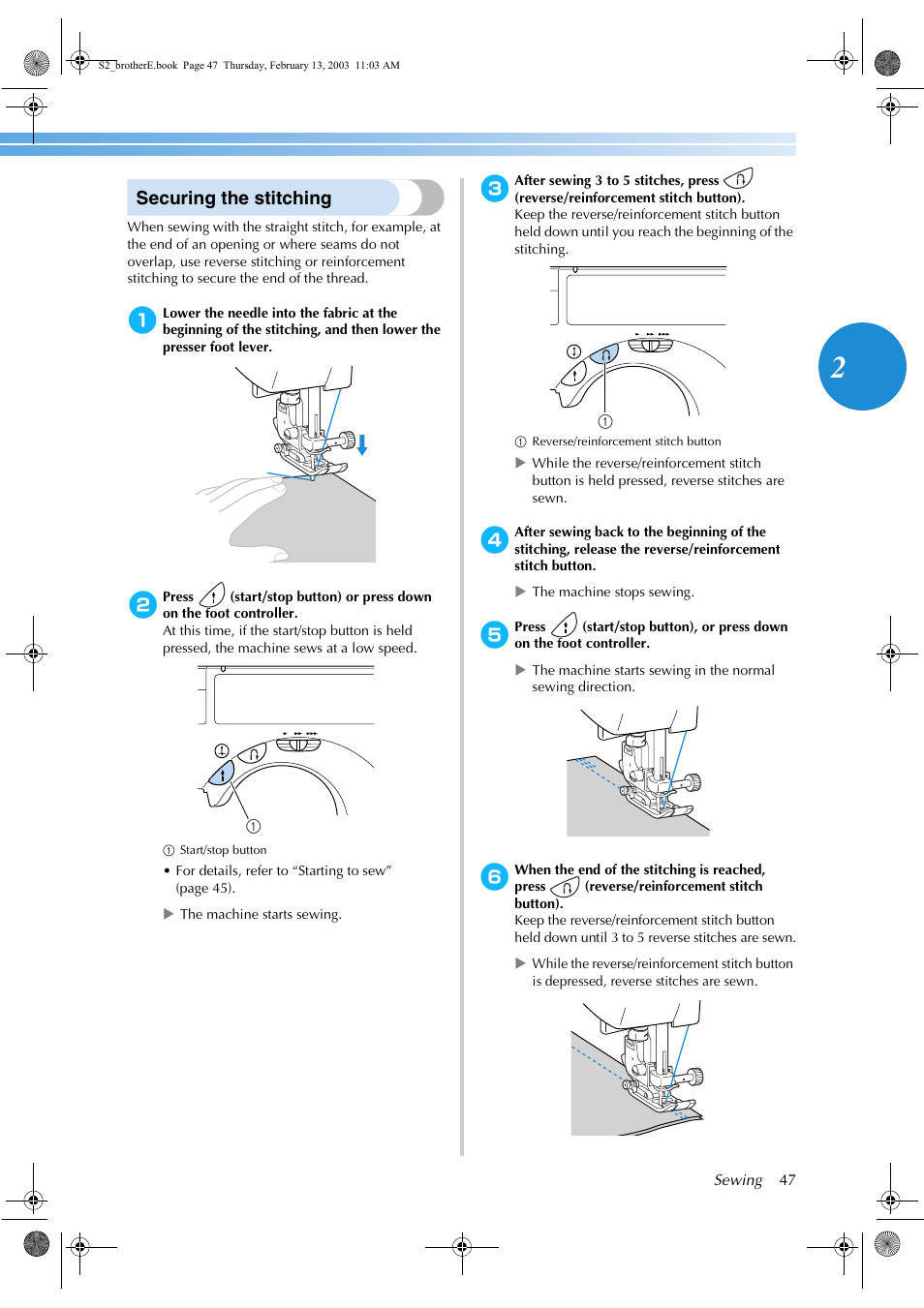 Securing the stitching | Brother CS 80 User Manual | Page 53 / 115