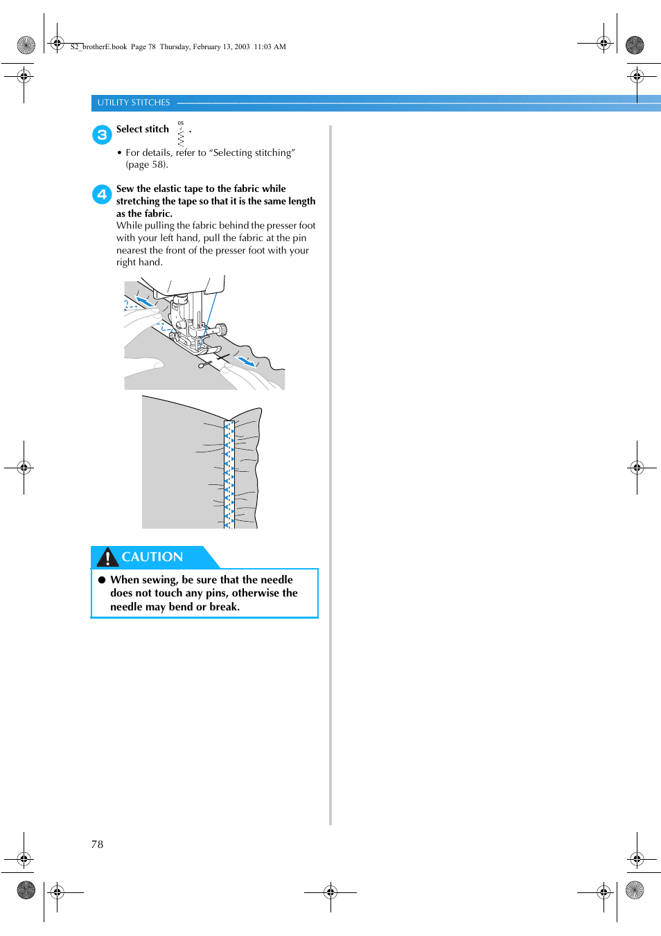 Caution | Brother CS 80 User Manual | Page 84 / 115