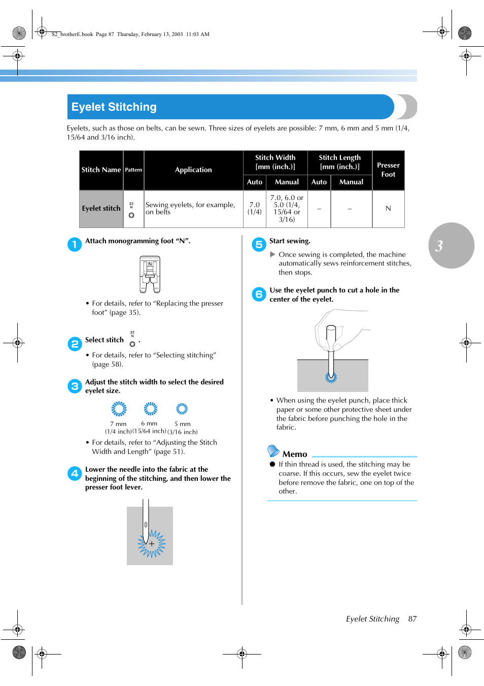 Eyelet stitching | Brother CS 80 User Manual | Page 93 / 115