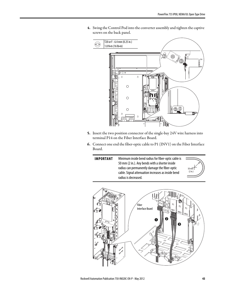 Rockwell Automation 20G PowerFlex 755 IP00 NEMA/UL Open Drive - Frames 8-10 User Manual | Page 43 / 76