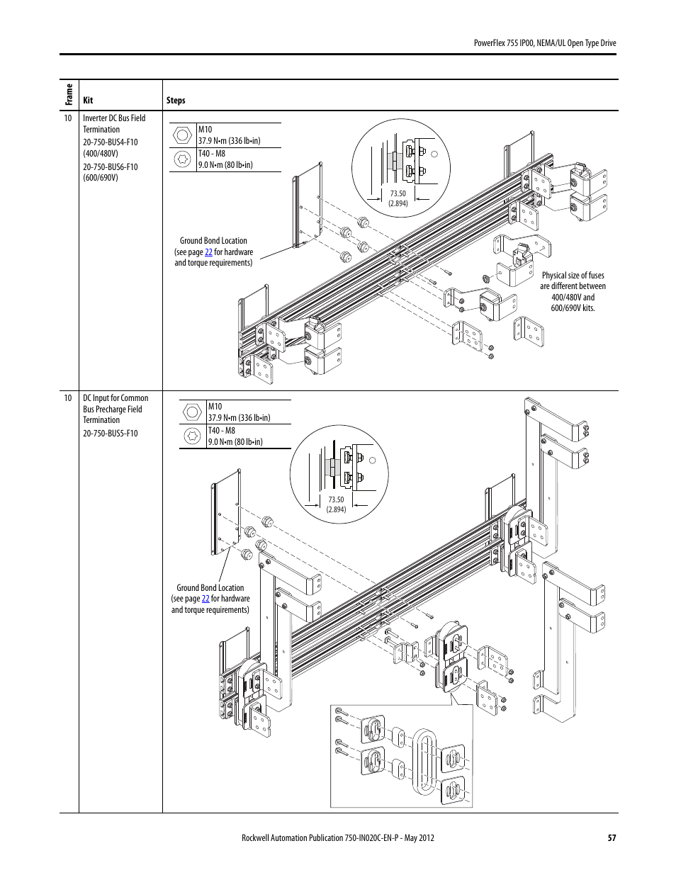 Rockwell Automation 20G PowerFlex 755 IP00 NEMA/UL Open Drive - Frames 8-10 User Manual | Page 57 / 76
