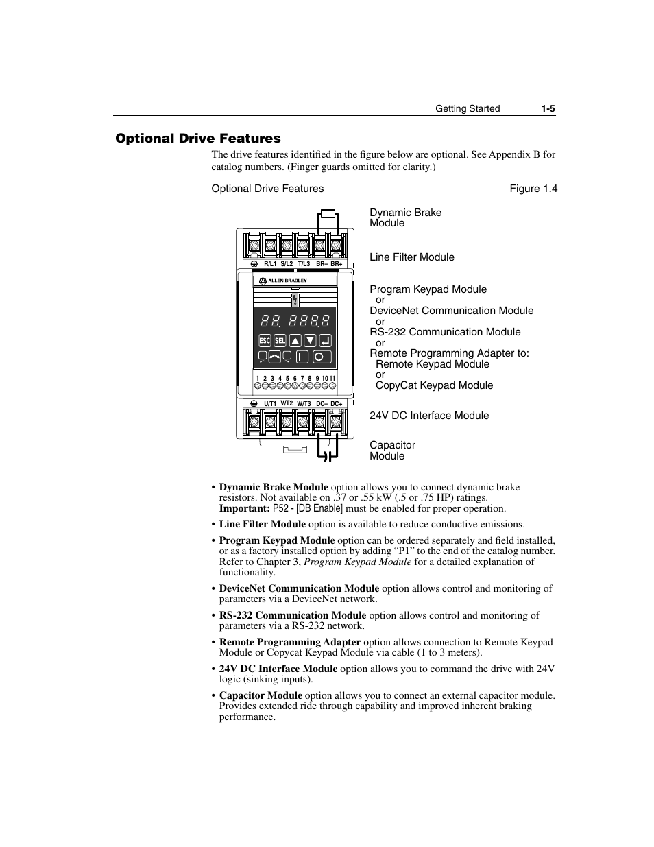 Optional drive features, Optional drive features -5 | Rockwell Automation 160 SSC Series C FRN 7.xx User Manual | Page 11 / 88