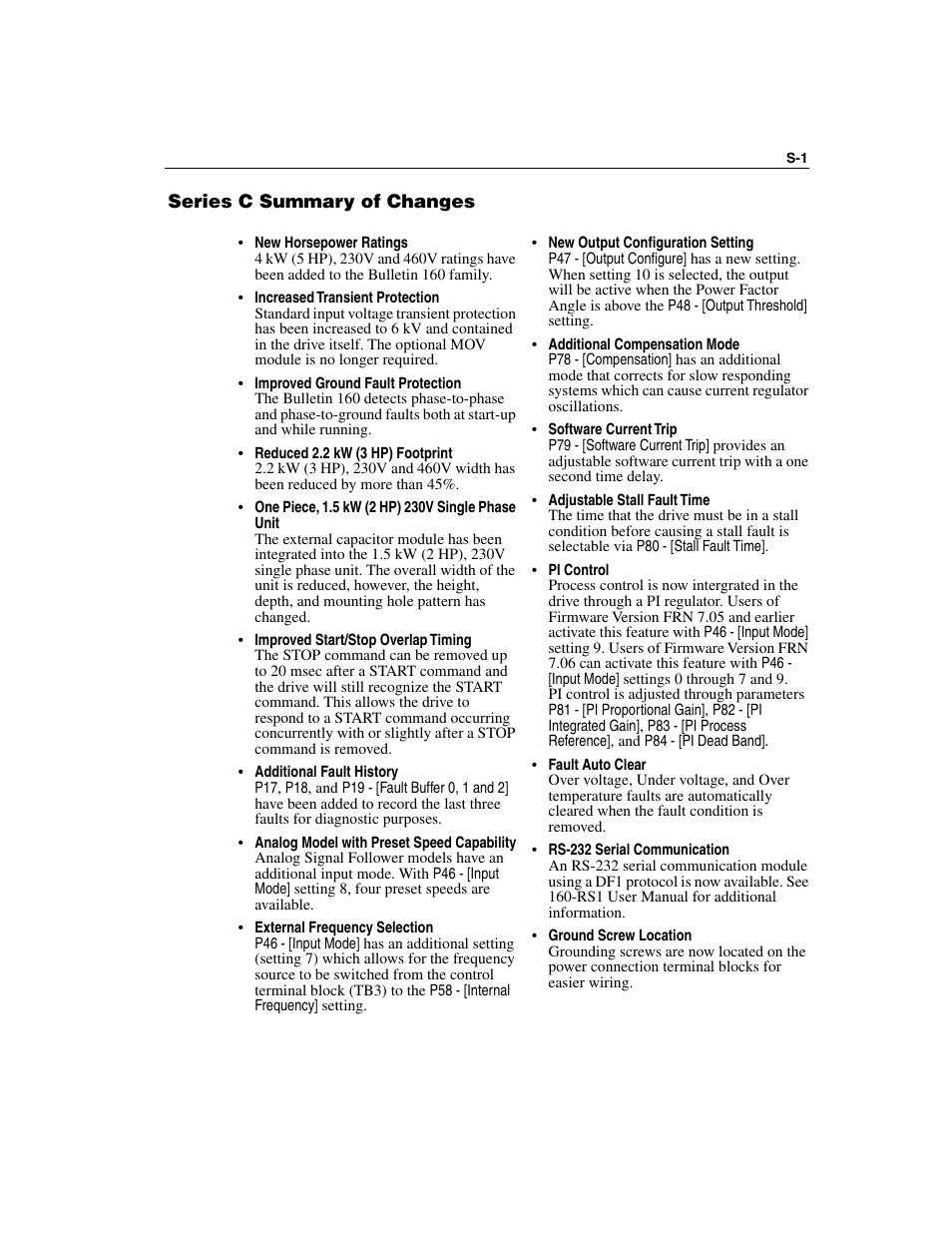 Series c summary of changes | Rockwell Automation 160 SSC Series C FRN 7.xx User Manual | Page 3 / 88