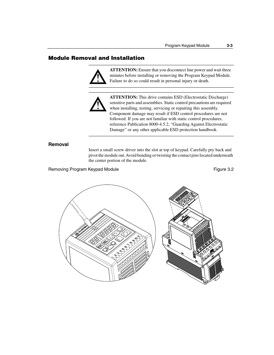 Module removal and installation, Removal, Module removal and installation -3 | Removal -3 | Rockwell Automation 160 SSC Series C FRN 7.xx User Manual | Page 35 / 88