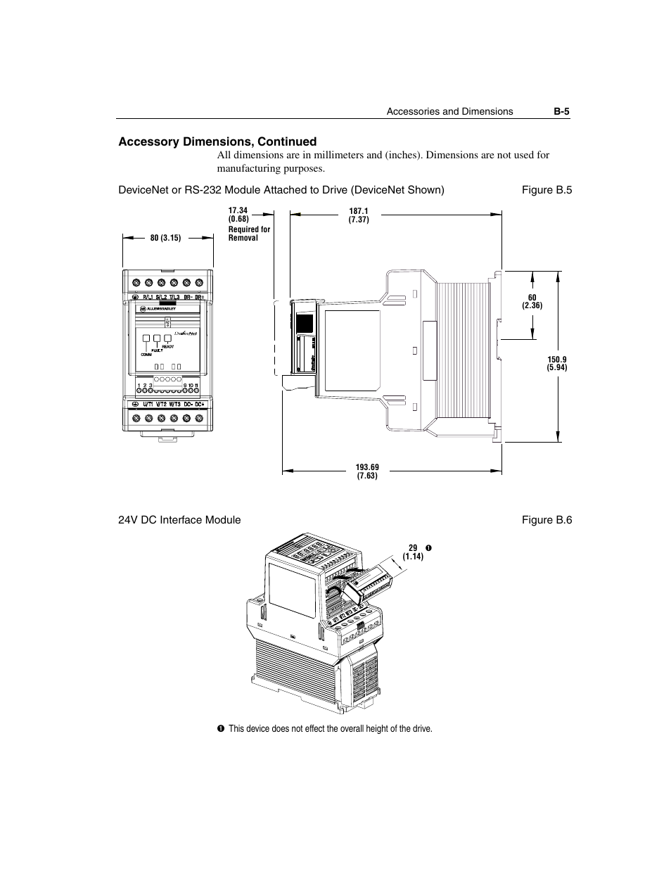 Accessory dimensions, continued | Rockwell Automation 160 SSC Series C FRN 7.xx User Manual | Page 71 / 88