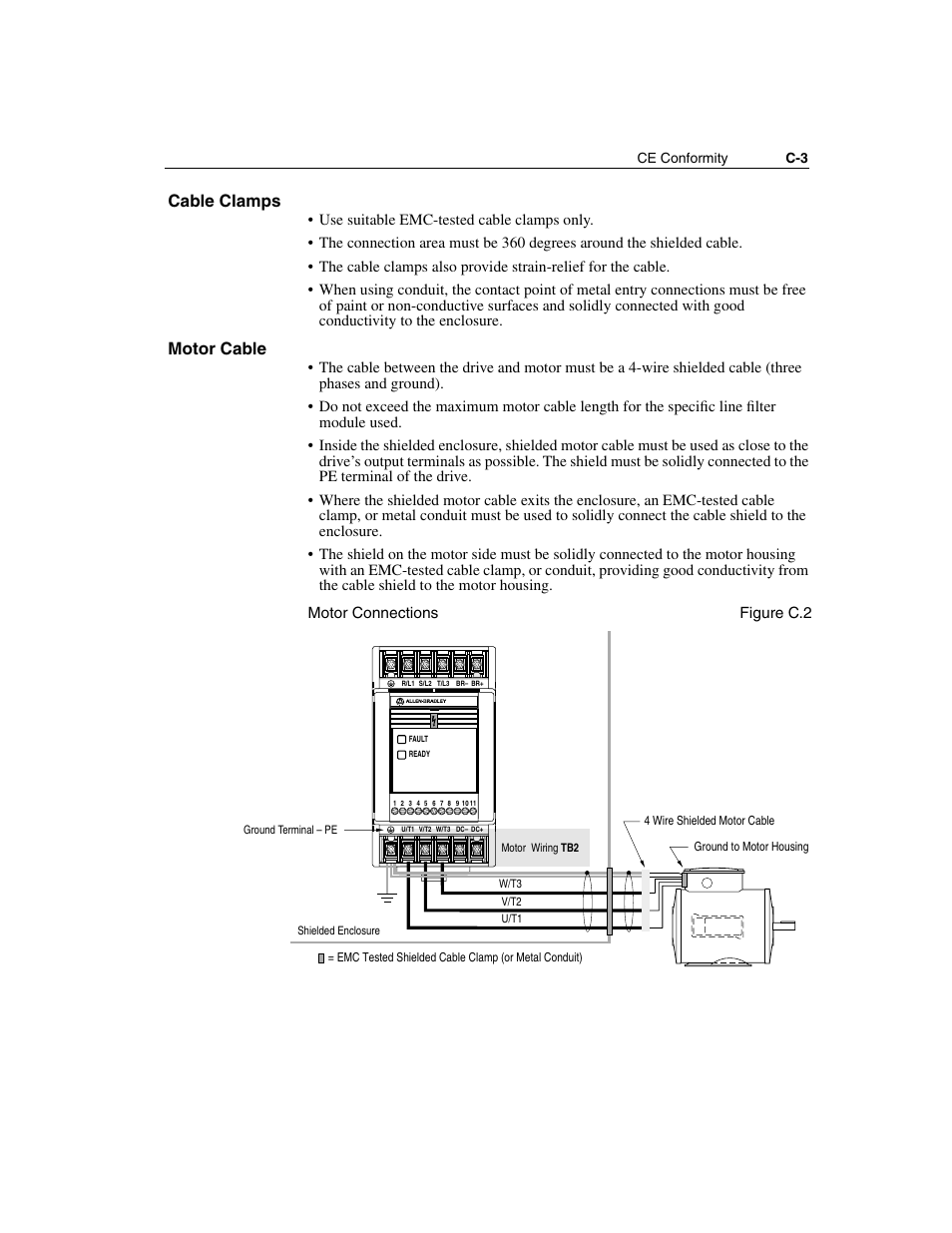 Cable clamps, Motor cable | Rockwell Automation 160 SSC Series C FRN 7.xx User Manual | Page 79 / 88