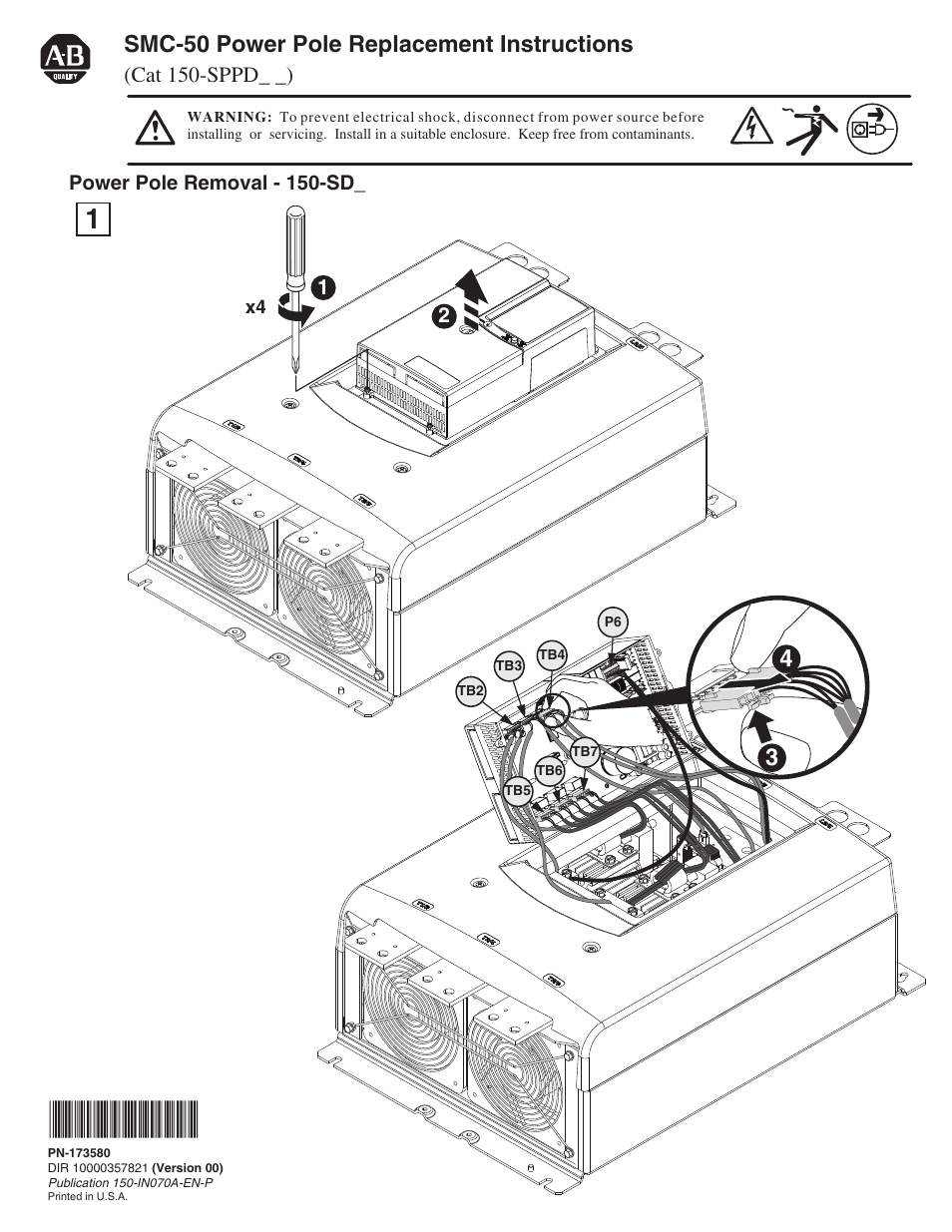 Rockwell Automation 150-SPPD_ _ SMC-50 Power Pole Replacement User Manual | 6 pages