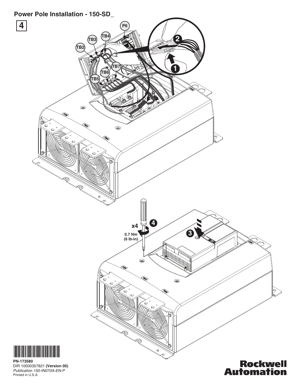 Power pole installation - 150-sd | Rockwell Automation 150-SPPD_ _ SMC-50 Power Pole Replacement User Manual | Page 6 / 6