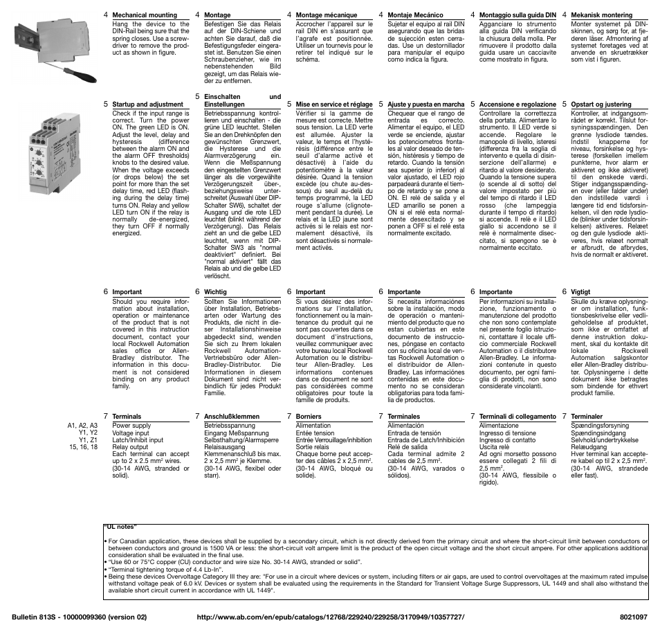 Rockwell Automation 813S-V1-500V-48_230 Voltage Relay Single Phase User Manual | Page 2 / 2