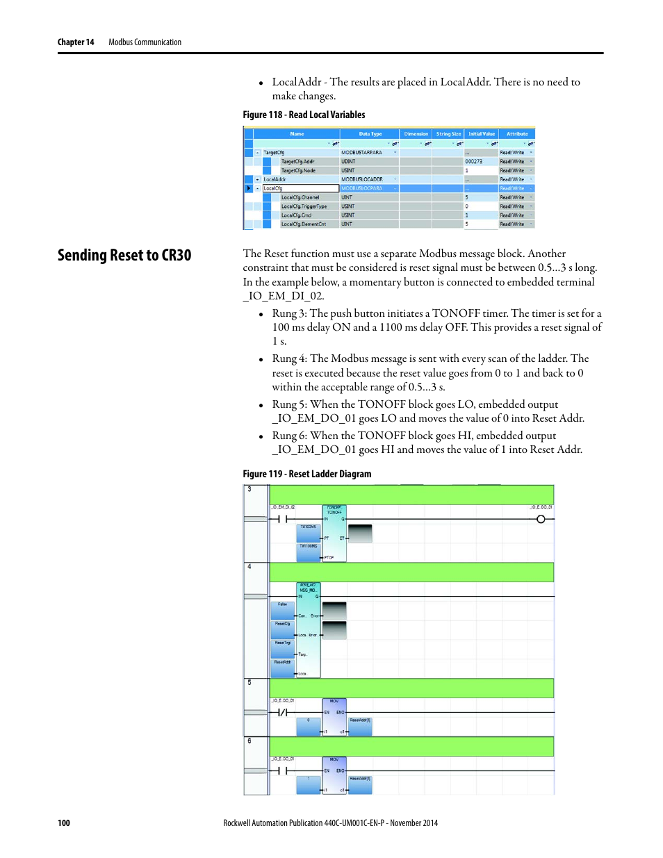 Sending reset to cr30 | Rockwell Automation 440C Guardmaster 440C-CR30 Configurable Safety Relay User Manual User Manual | Page 100 / 150