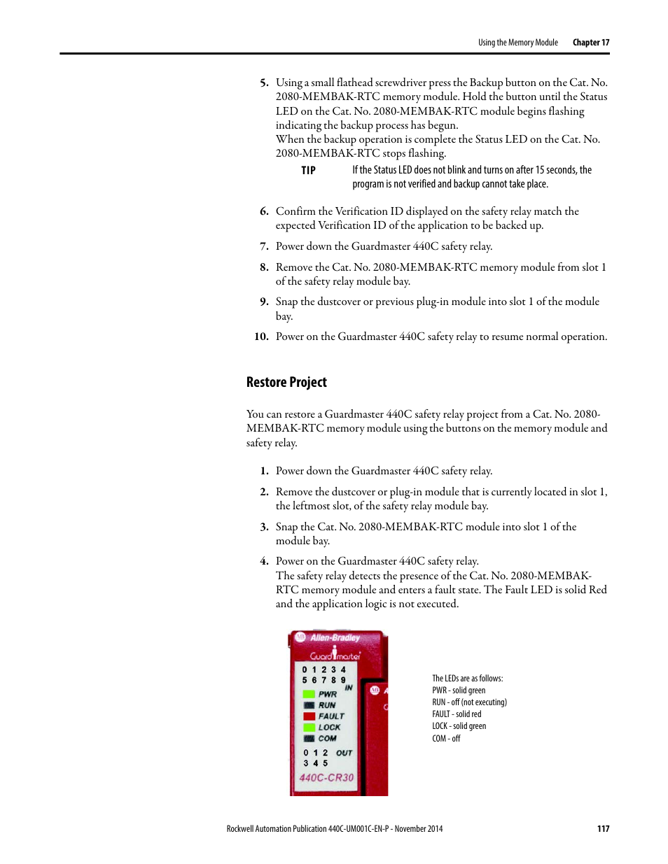 Restore project | Rockwell Automation 440C Guardmaster 440C-CR30 Configurable Safety Relay User Manual User Manual | Page 117 / 150