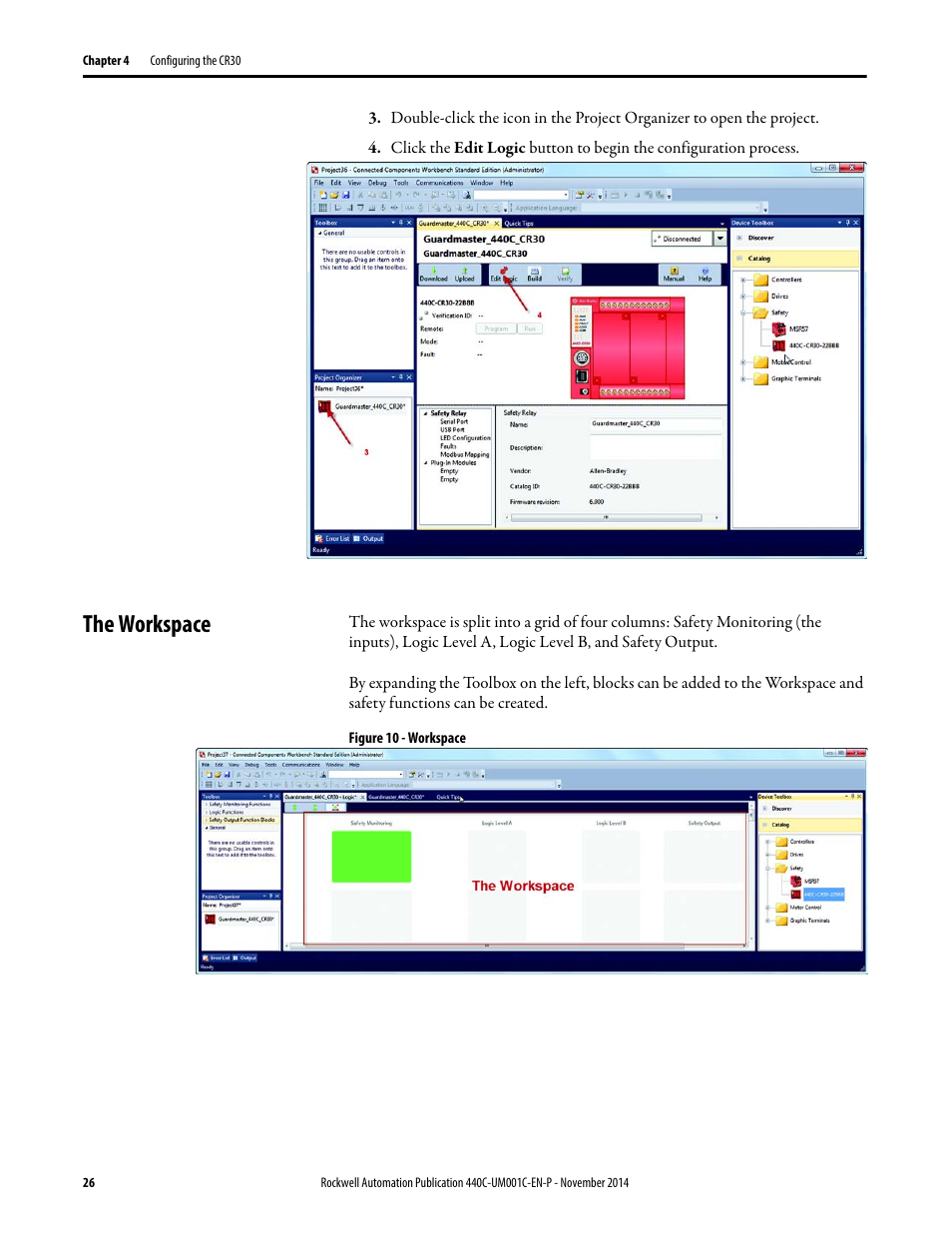 The workspace | Rockwell Automation 440C Guardmaster 440C-CR30 Configurable Safety Relay User Manual User Manual | Page 26 / 150