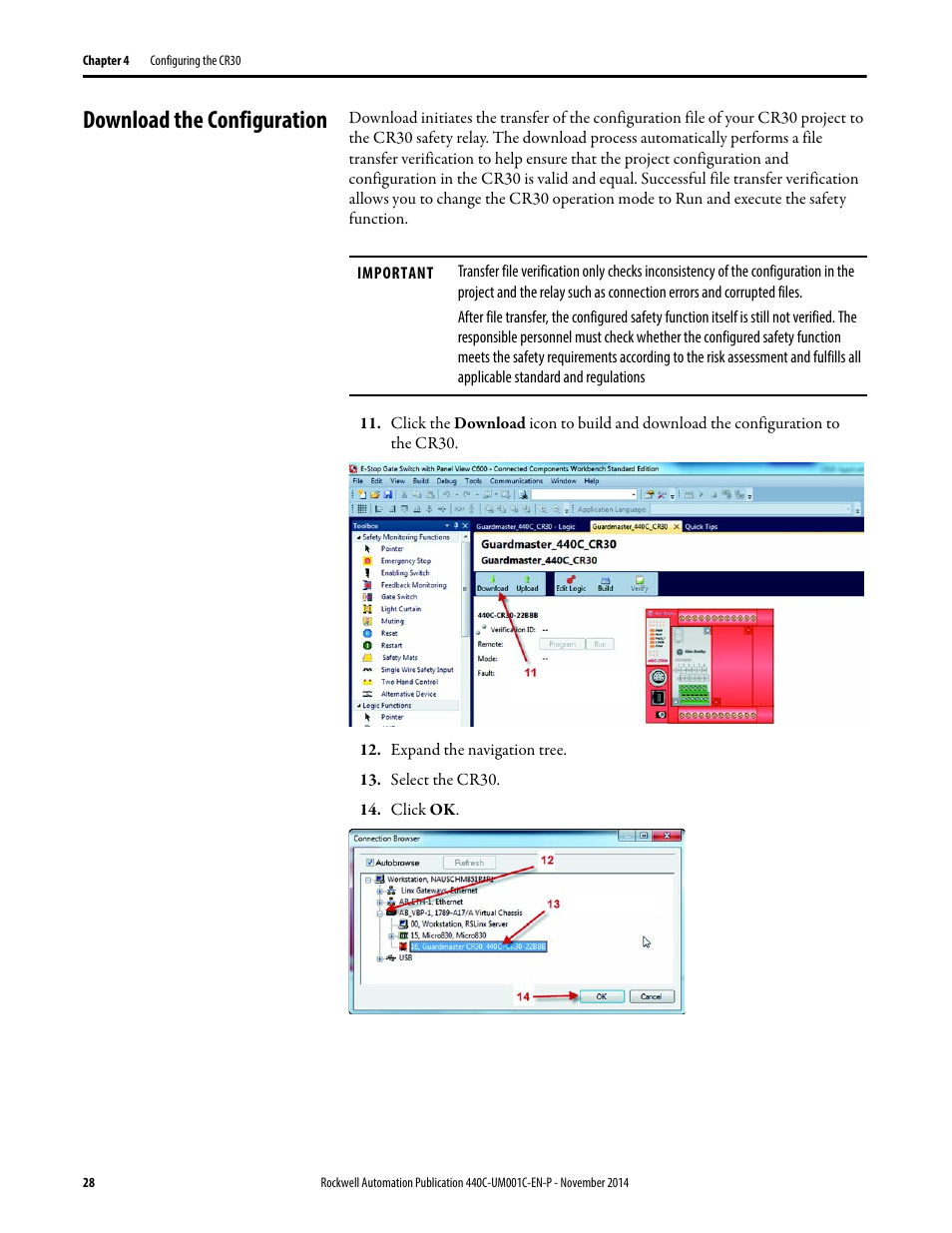 Download the configuration | Rockwell Automation 440C Guardmaster 440C-CR30 Configurable Safety Relay User Manual User Manual | Page 28 / 150