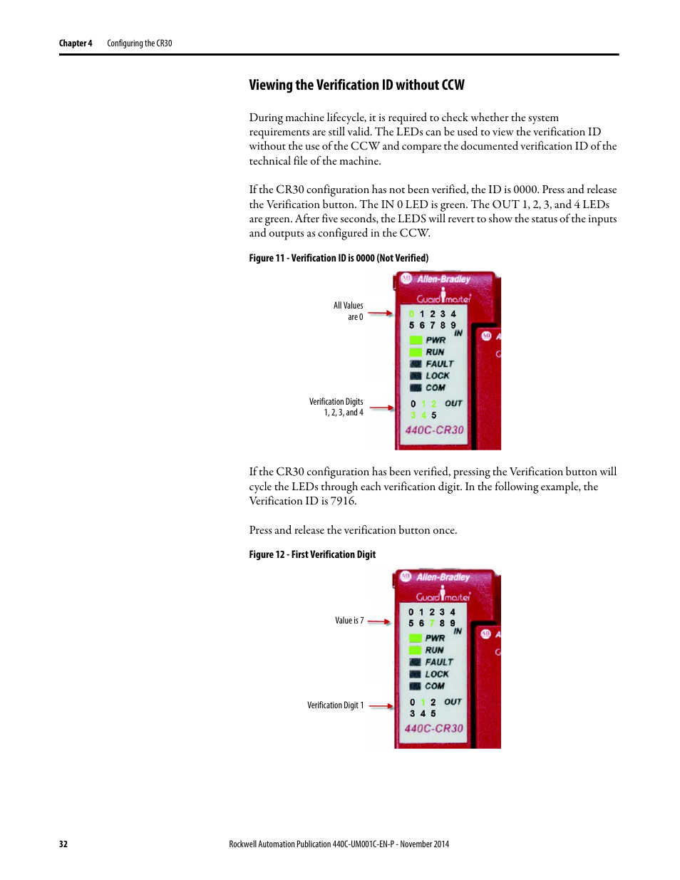 Viewing the verification id without ccw | Rockwell Automation 440C Guardmaster 440C-CR30 Configurable Safety Relay User Manual User Manual | Page 32 / 150