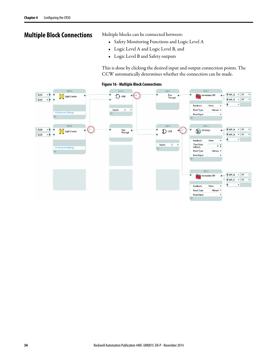 Multiple block connections | Rockwell Automation 440C Guardmaster 440C-CR30 Configurable Safety Relay User Manual User Manual | Page 34 / 150