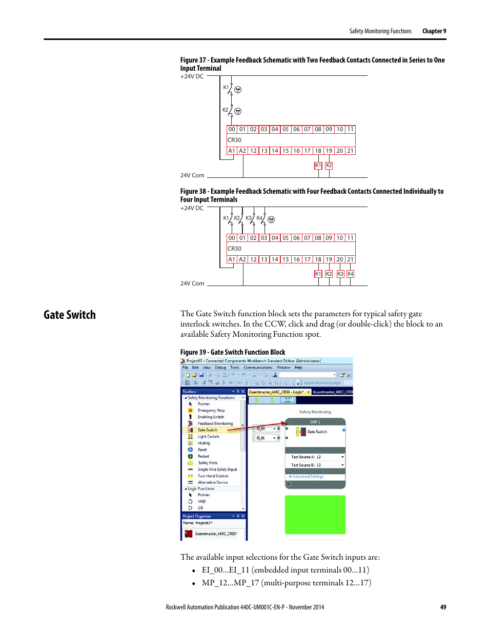 Gate switch | Rockwell Automation 440C Guardmaster 440C-CR30 Configurable Safety Relay User Manual User Manual | Page 49 / 150