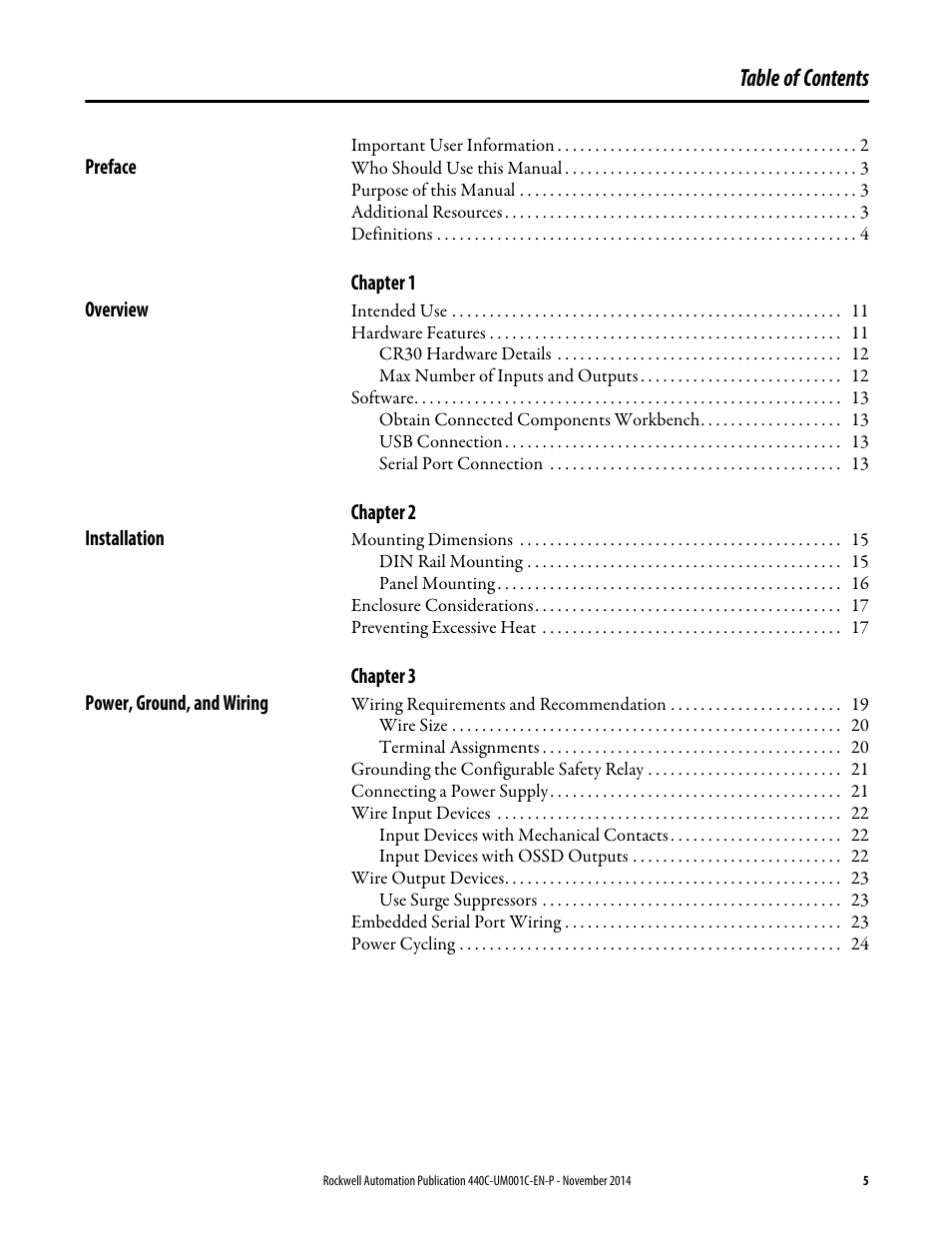 Rockwell Automation 440C Guardmaster 440C-CR30 Configurable Safety Relay User Manual User Manual | Page 5 / 150