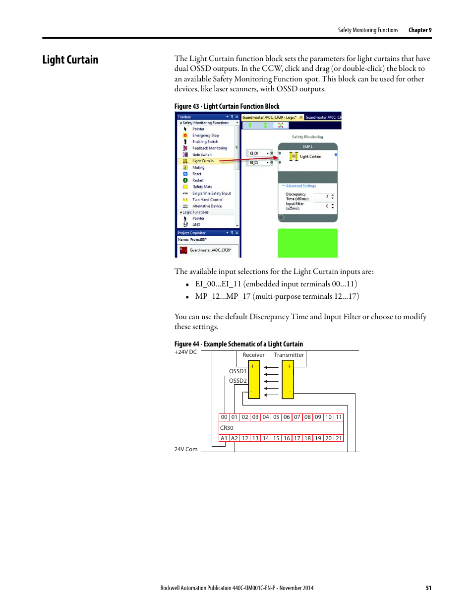 Light curtain | Rockwell Automation 440C Guardmaster 440C-CR30 Configurable Safety Relay User Manual User Manual | Page 51 / 150