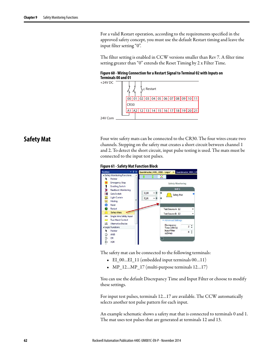 Safety mat | Rockwell Automation 440C Guardmaster 440C-CR30 Configurable Safety Relay User Manual User Manual | Page 62 / 150