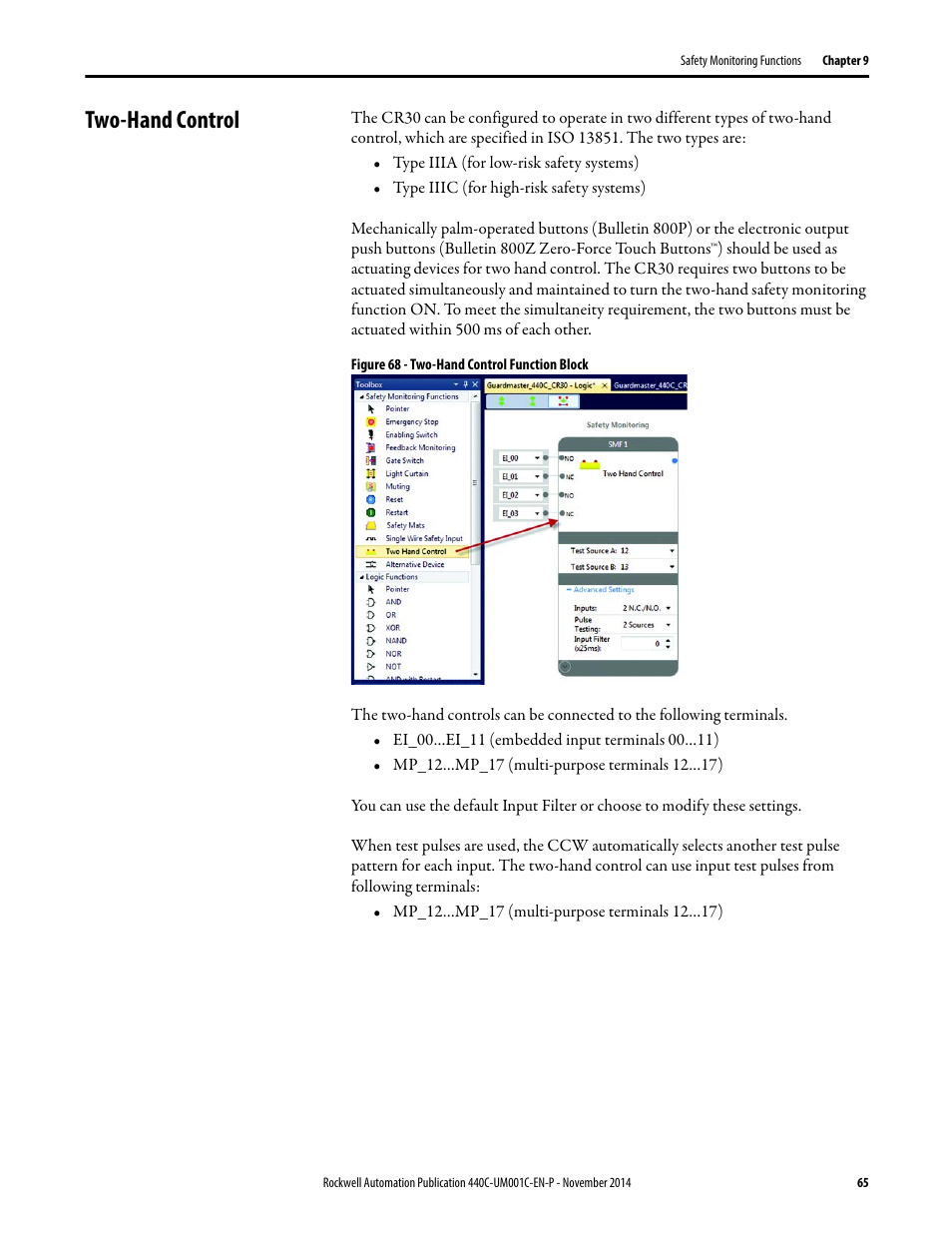 Two-hand control | Rockwell Automation 440C Guardmaster 440C-CR30 Configurable Safety Relay User Manual User Manual | Page 65 / 150