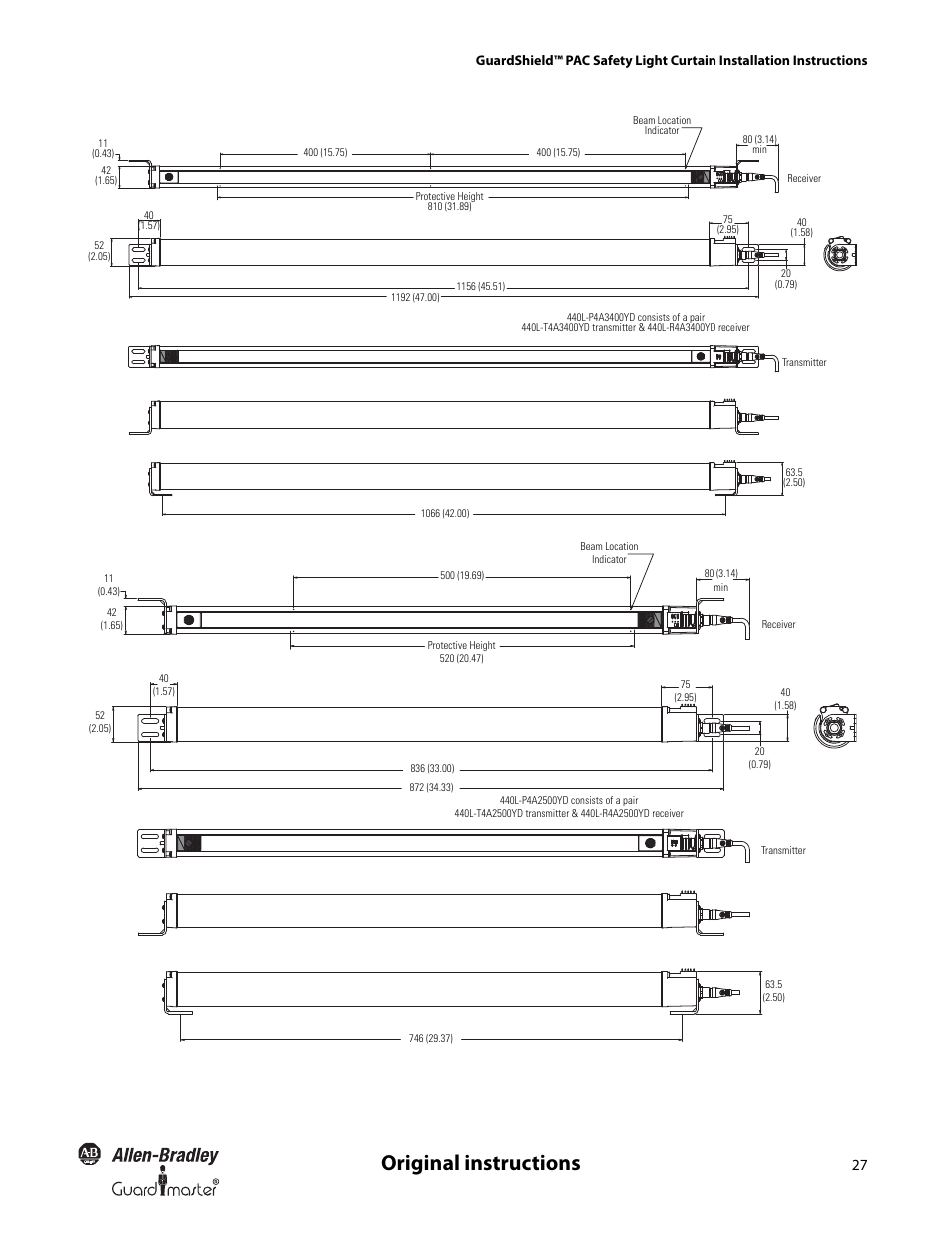 Original instructions | Rockwell Automation 440L GuardShield PAC Type 4 Safety Light Curtain User Manual | Page 29 / 36