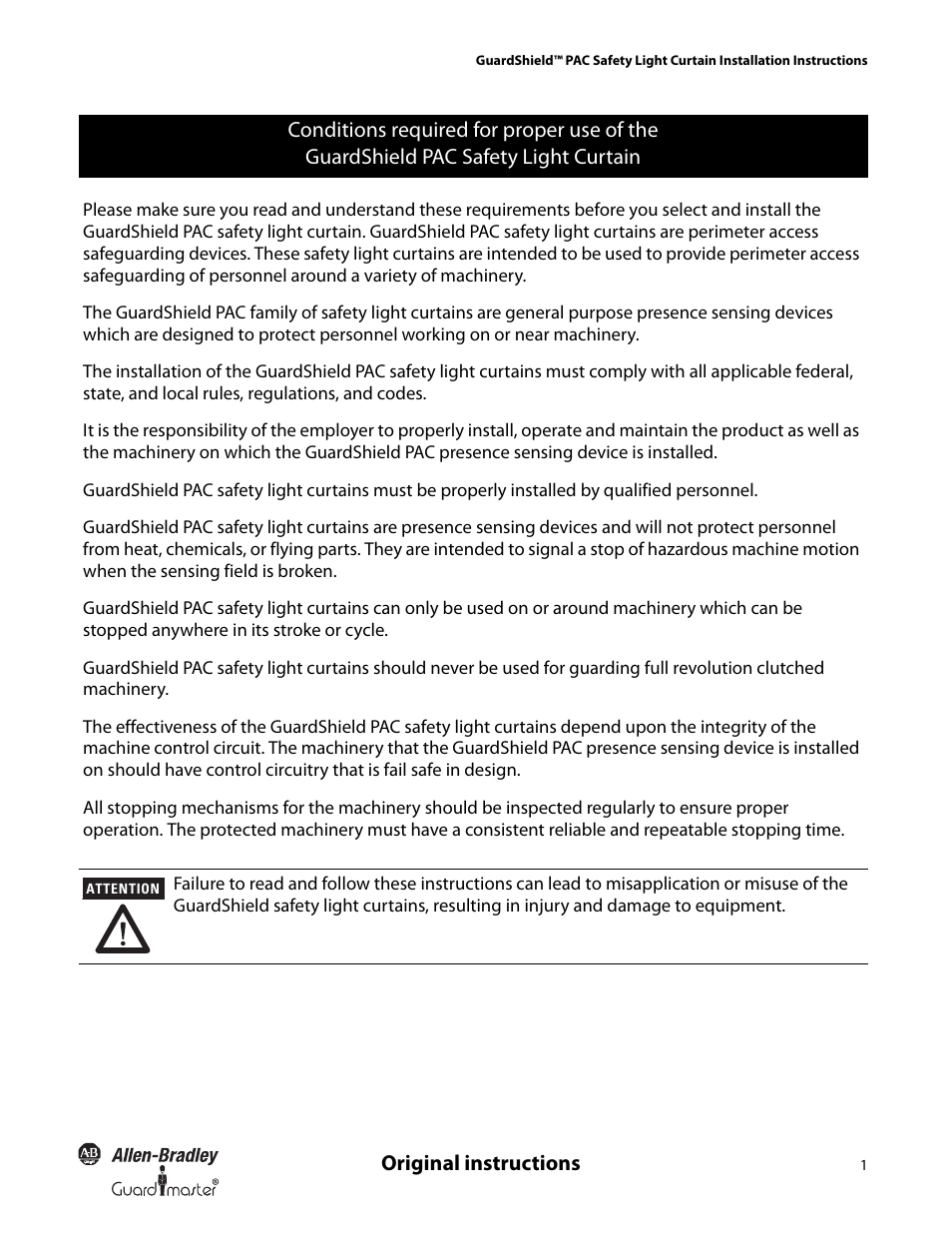 Rockwell Automation 440L GuardShield PAC Type 4 Safety Light Curtain User Manual | Page 3 / 36