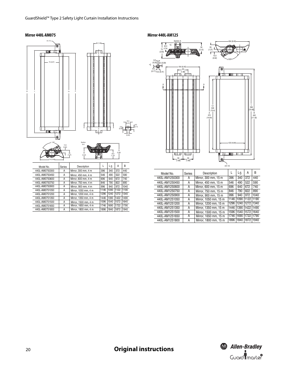 Original instructions | Rockwell Automation 440L GuardShield Type 2 Safety Light Curtain User Manual User Manual | Page 22 / 28