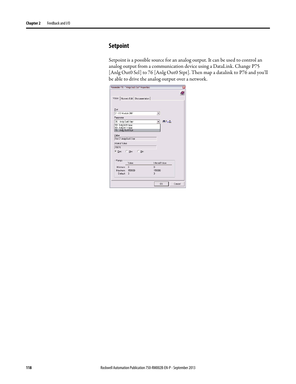 Setpoint | Rockwell Automation 20G PowerFlex 750-Series AC Drives User Manual | Page 118 / 432