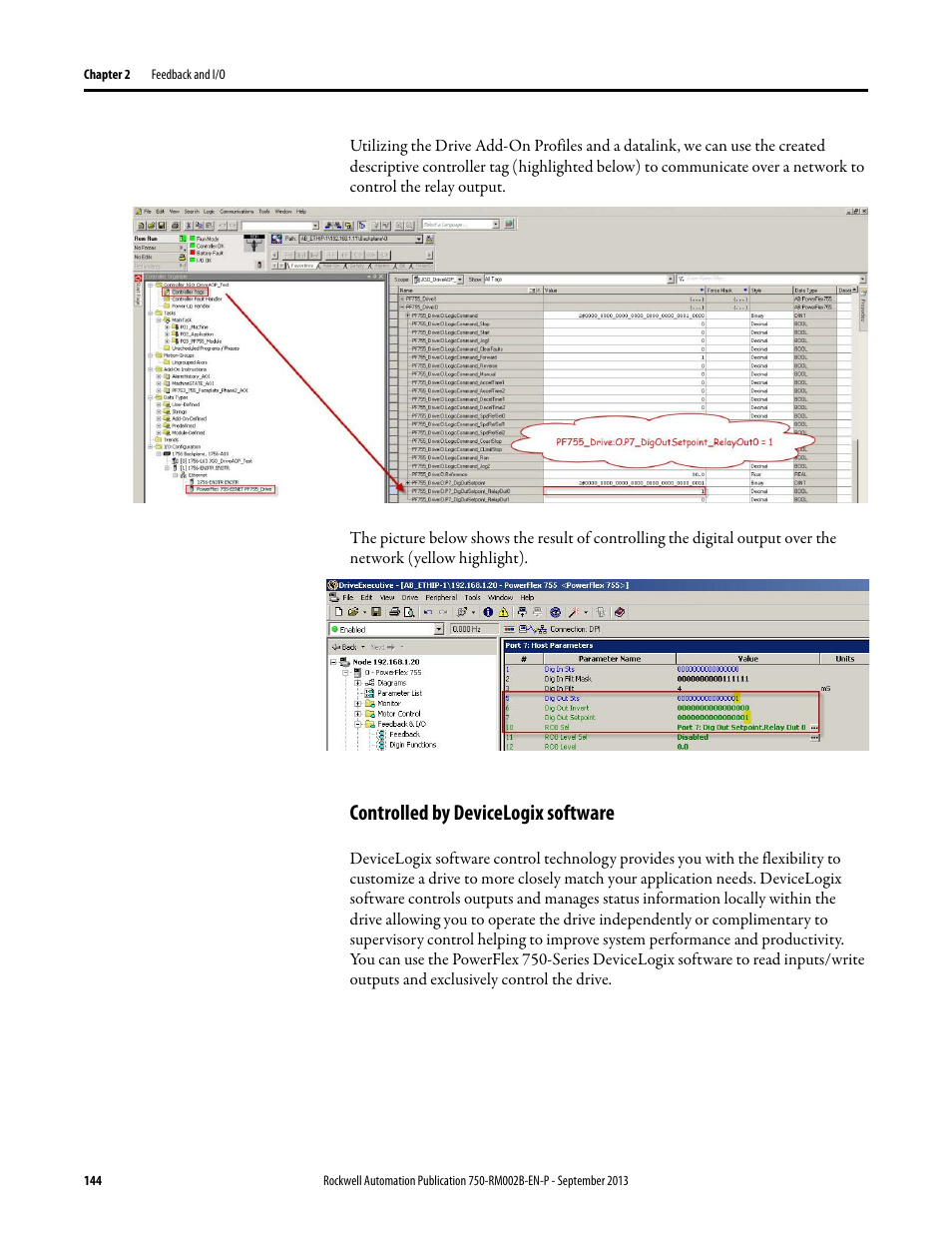 Controlled by devicelogix software | Rockwell Automation 20G PowerFlex 750-Series AC Drives User Manual | Page 144 / 432