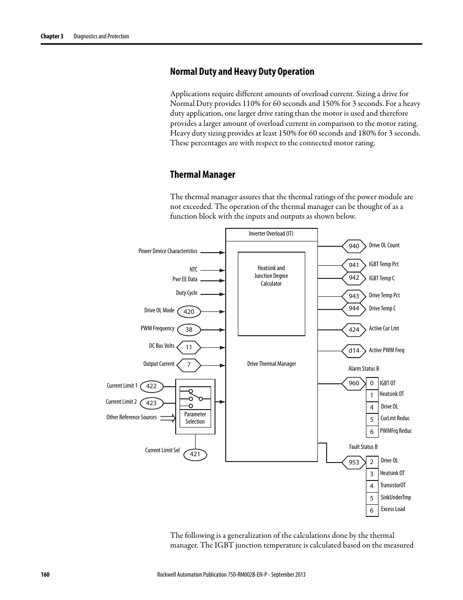 Normal duty and heavy duty operation, Thermal manager | Rockwell Automation 20G PowerFlex 750-Series AC Drives User Manual | Page 160 / 432