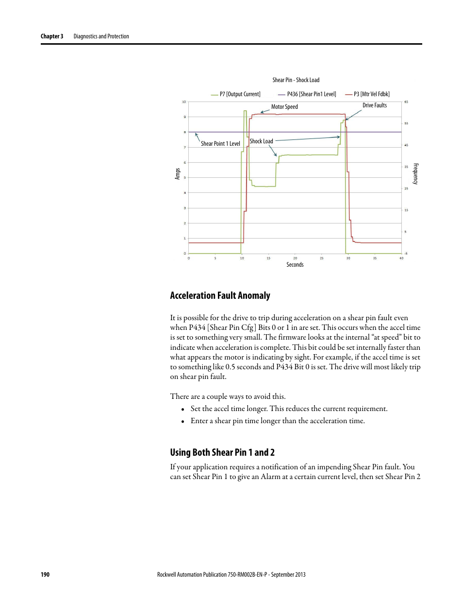 Acceleration fault anomaly, Using both shear pin 1 and 2 | Rockwell Automation 20G PowerFlex 750-Series AC Drives User Manual | Page 190 / 432