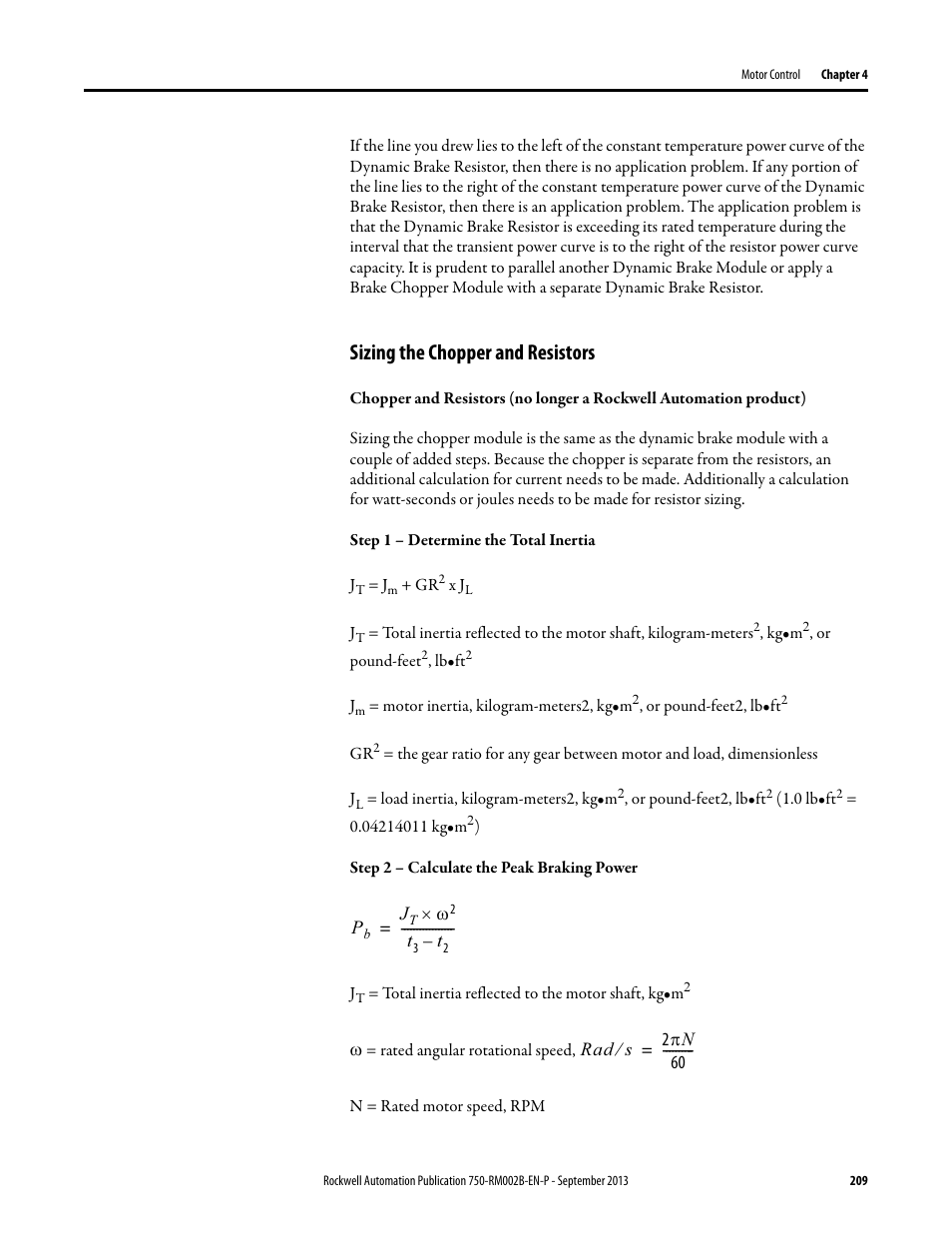 Sizing the chopper and resistors | Rockwell Automation 20G PowerFlex 750-Series AC Drives User Manual | Page 209 / 432