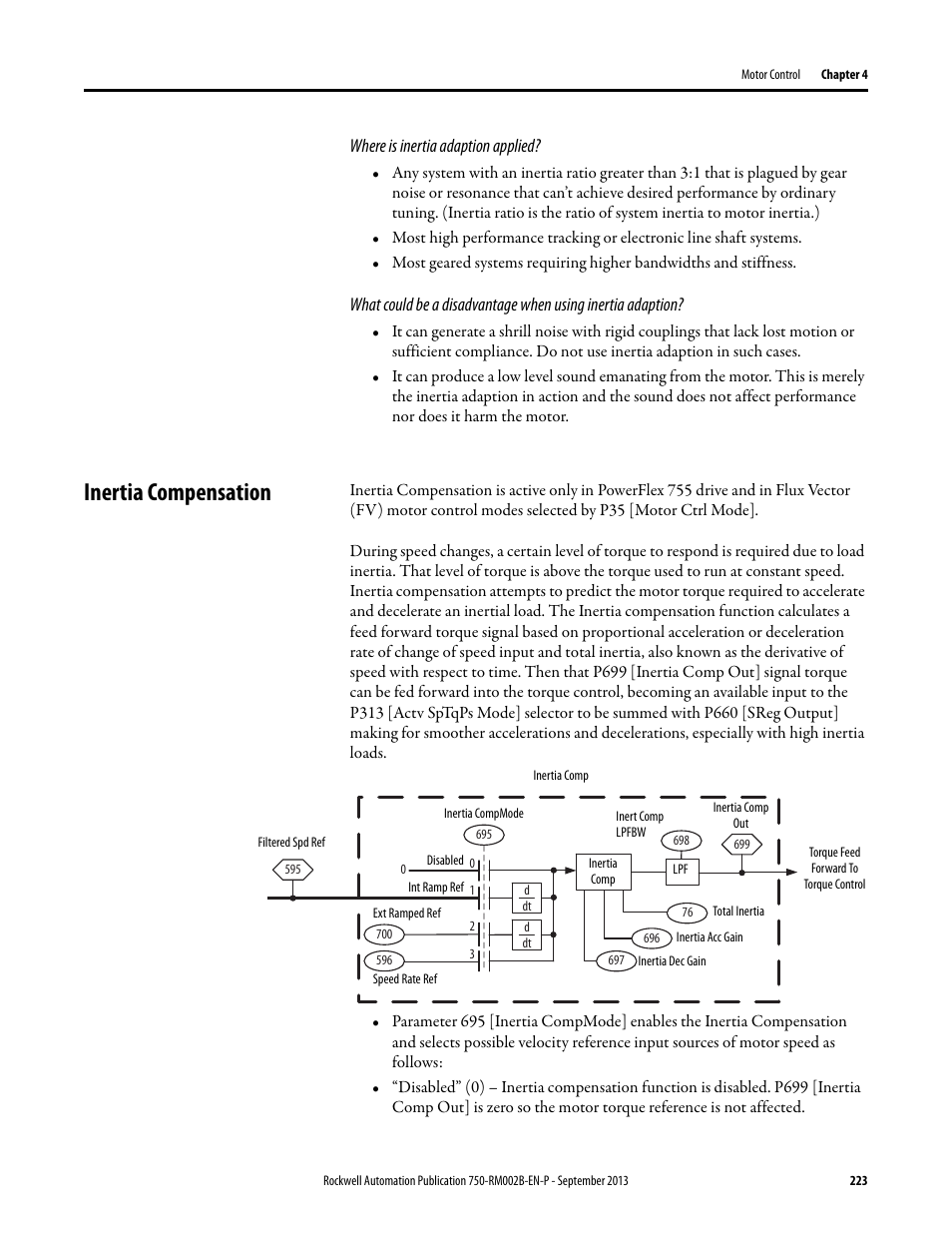 Inertia compensation | Rockwell Automation 20G PowerFlex 750-Series AC Drives User Manual | Page 223 / 432