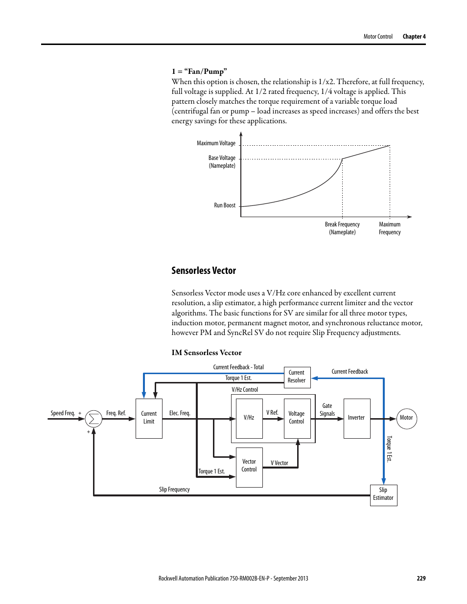 Sensorless vector | Rockwell Automation 20G PowerFlex 750-Series AC Drives User Manual | Page 229 / 432