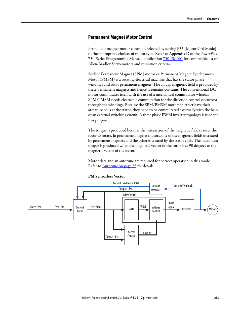 Permanent magnet motor control | Rockwell Automation 20G PowerFlex 750-Series AC Drives User Manual | Page 233 / 432