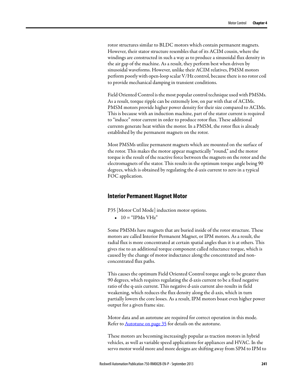 Interior permanent magnet motor | Rockwell Automation 20G PowerFlex 750-Series AC Drives User Manual | Page 241 / 432