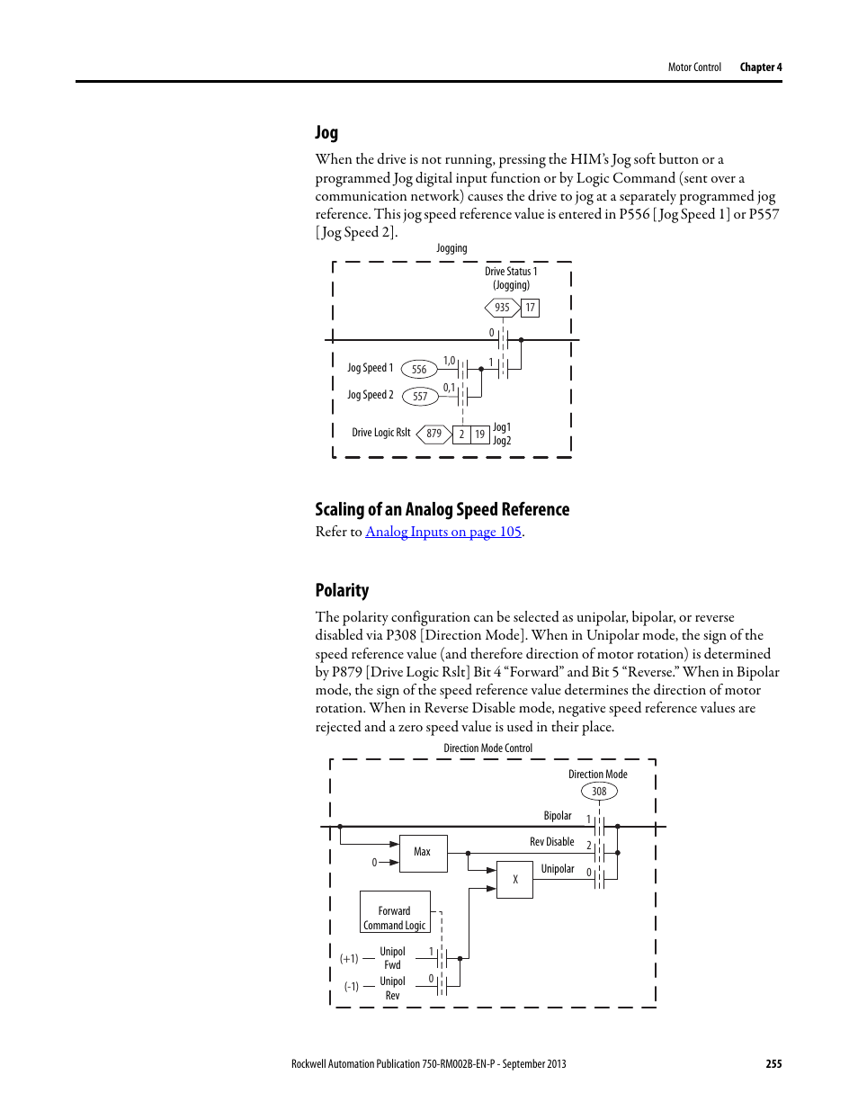 Scaling of an analog speed reference, Polarity | Rockwell Automation 20G PowerFlex 750-Series AC Drives User Manual | Page 255 / 432