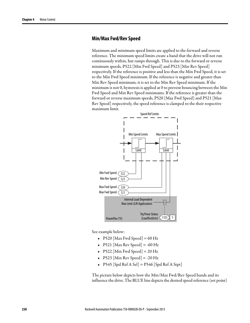 Min/max fwd/rev speed | Rockwell Automation 20G PowerFlex 750-Series AC Drives User Manual | Page 258 / 432