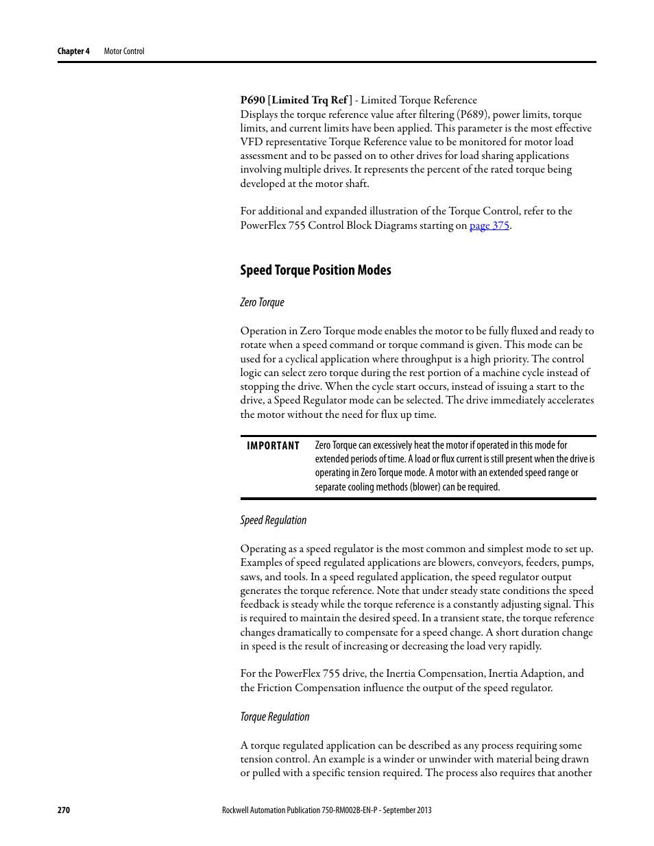 Speed torque position modes | Rockwell Automation 20G PowerFlex 750-Series AC Drives User Manual | Page 270 / 432