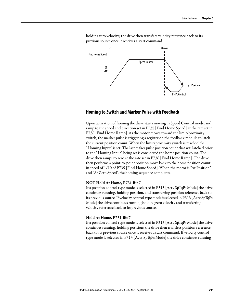 Homing to switch and marker pulse with feedback | Rockwell Automation 20G PowerFlex 750-Series AC Drives User Manual | Page 295 / 432