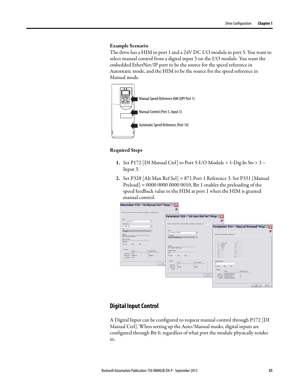 Digital input control | Rockwell Automation 20G PowerFlex 750-Series AC Drives User Manual | Page 31 / 432
