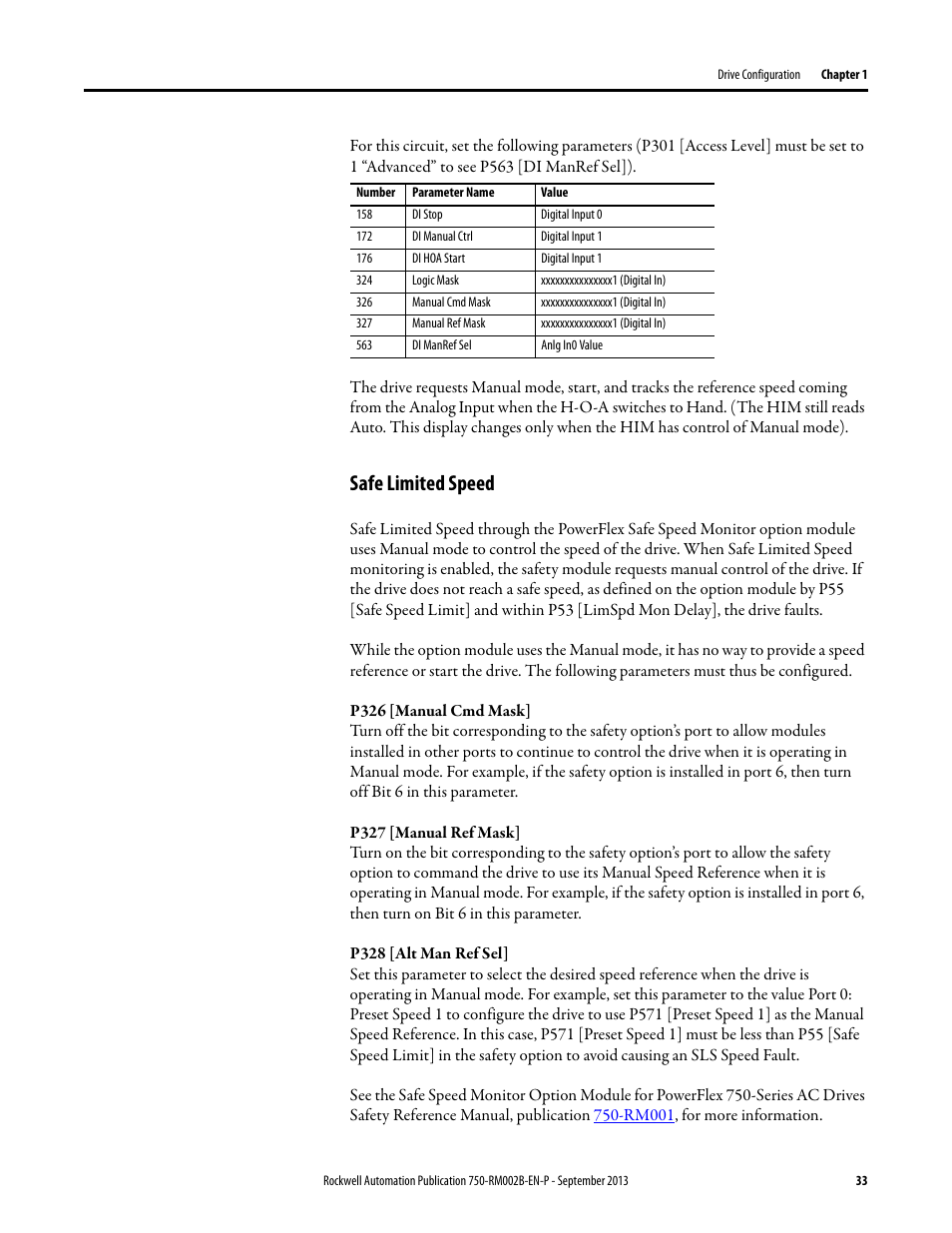 Safe limited speed | Rockwell Automation 20G PowerFlex 750-Series AC Drives User Manual | Page 33 / 432