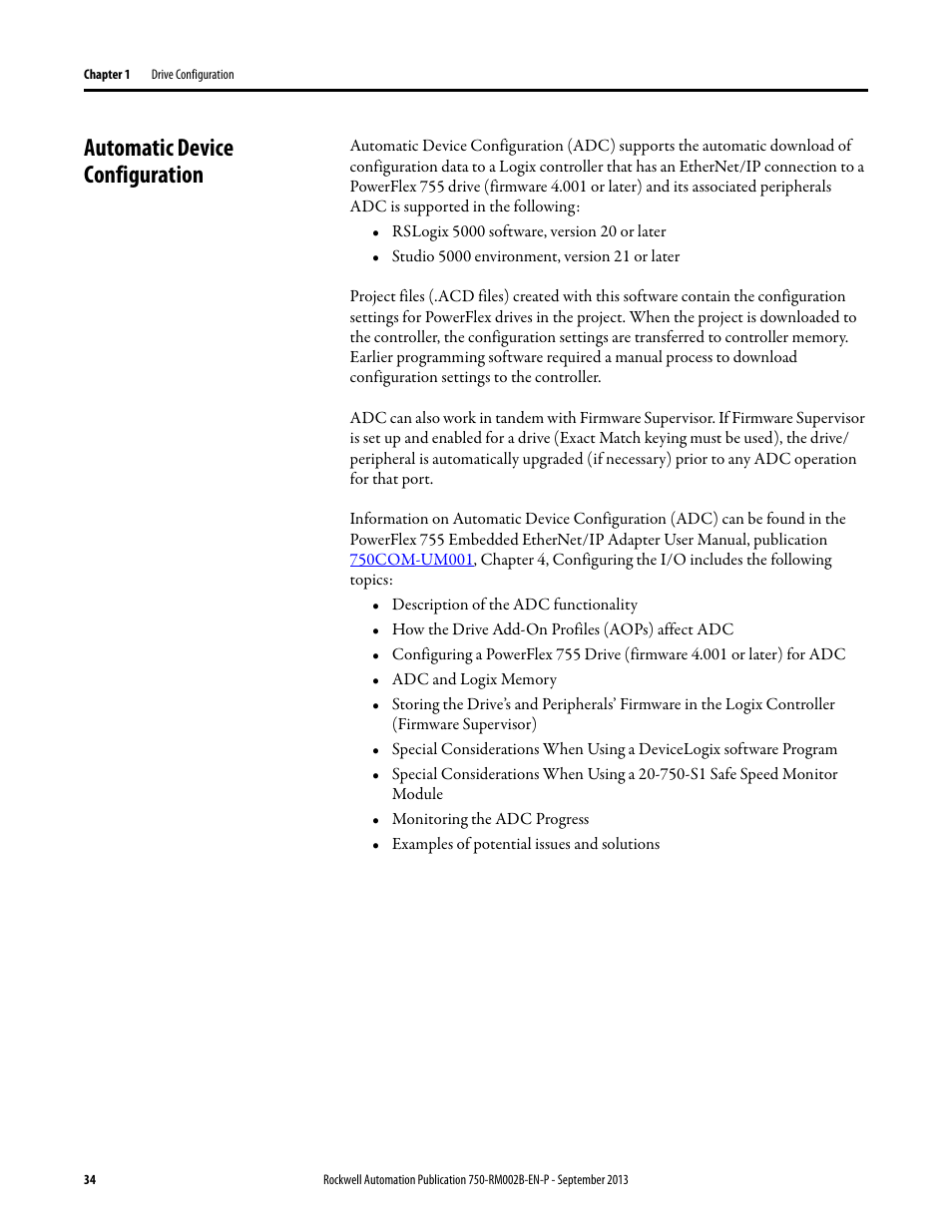 Automatic device configuration | Rockwell Automation 20G PowerFlex 750-Series AC Drives User Manual | Page 34 / 432