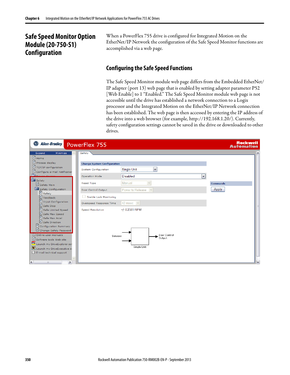 Configuring the safe speed functions | Rockwell Automation 20G PowerFlex 750-Series AC Drives User Manual | Page 350 / 432