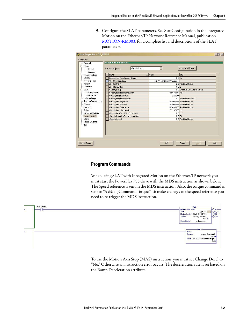 Program commands | Rockwell Automation 20G PowerFlex 750-Series AC Drives User Manual | Page 355 / 432