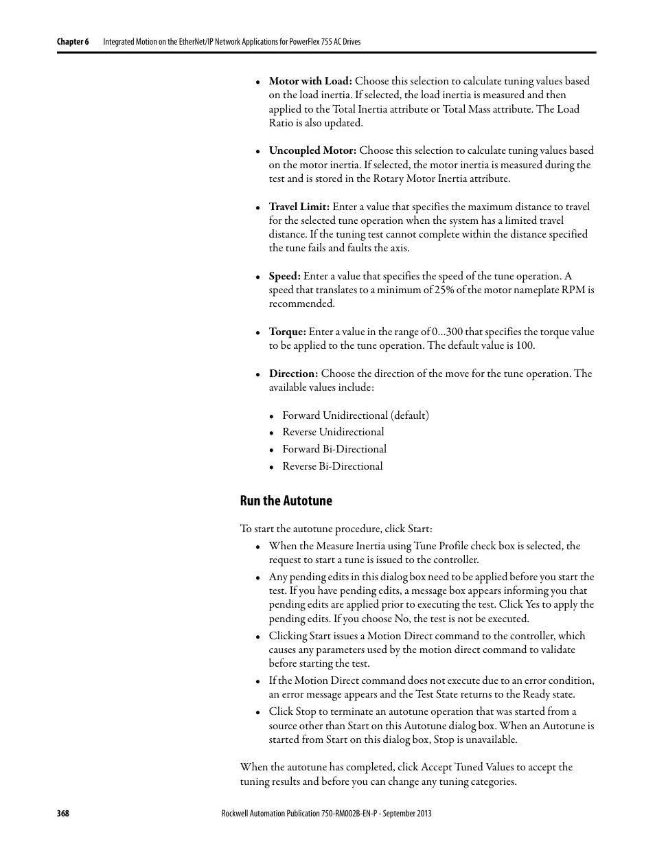 Run the autotune | Rockwell Automation 20G PowerFlex 750-Series AC Drives User Manual | Page 368 / 432