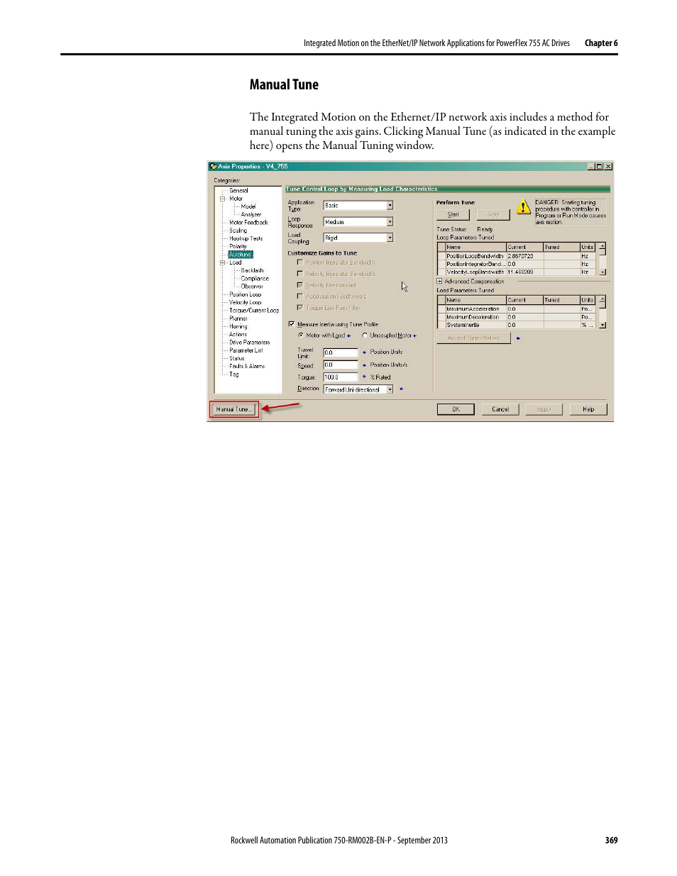 Manual tune | Rockwell Automation 20G PowerFlex 750-Series AC Drives User Manual | Page 369 / 432