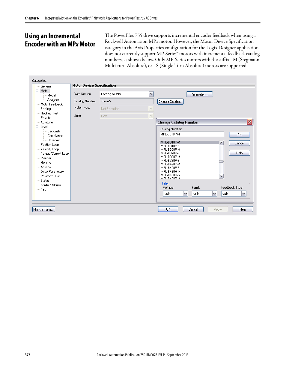 Using an incremental encoder with an mpx motor, Using an incremental encoder with an mp, Using an incremental encoder with an mp x motor | Rockwell Automation 20G PowerFlex 750-Series AC Drives User Manual | Page 372 / 432