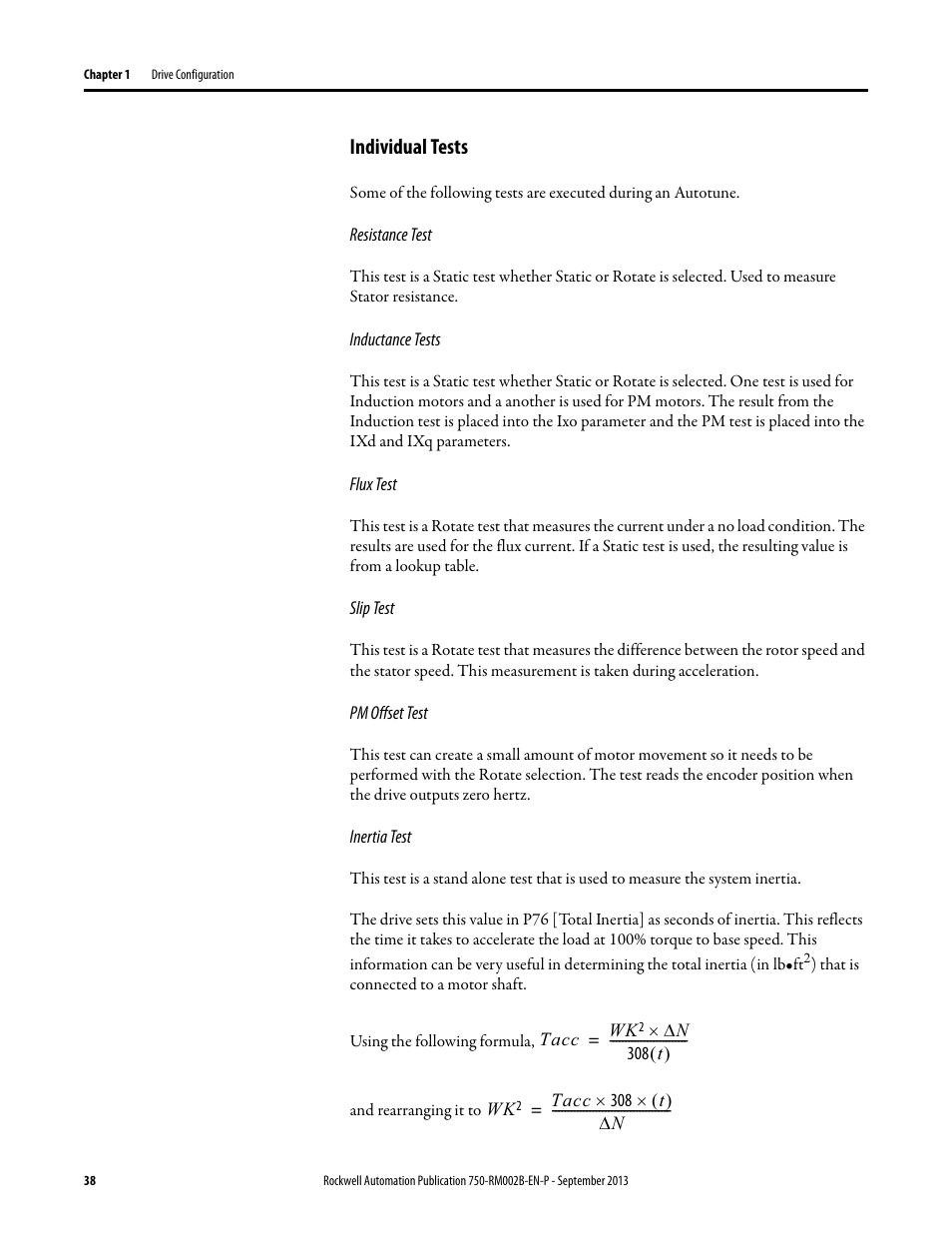 Individual tests | Rockwell Automation 20G PowerFlex 750-Series AC Drives User Manual | Page 38 / 432